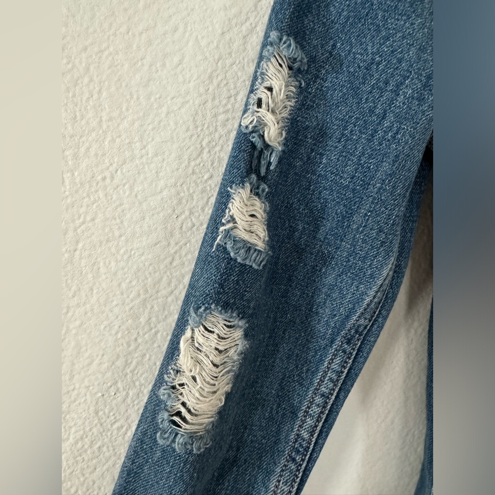EUC Moschino Couture Distressed Denim Jean Shirt Jacket Size 2 X small Italy - Picture 4 of 16
